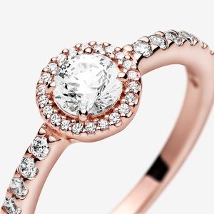 Pandora Classic Sparkle Halo Ring- Rose Gold